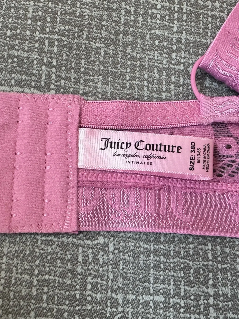 NWT Juicy Couture 38D Sexy T Shirt Bra Pink Lace Cashmere Rose